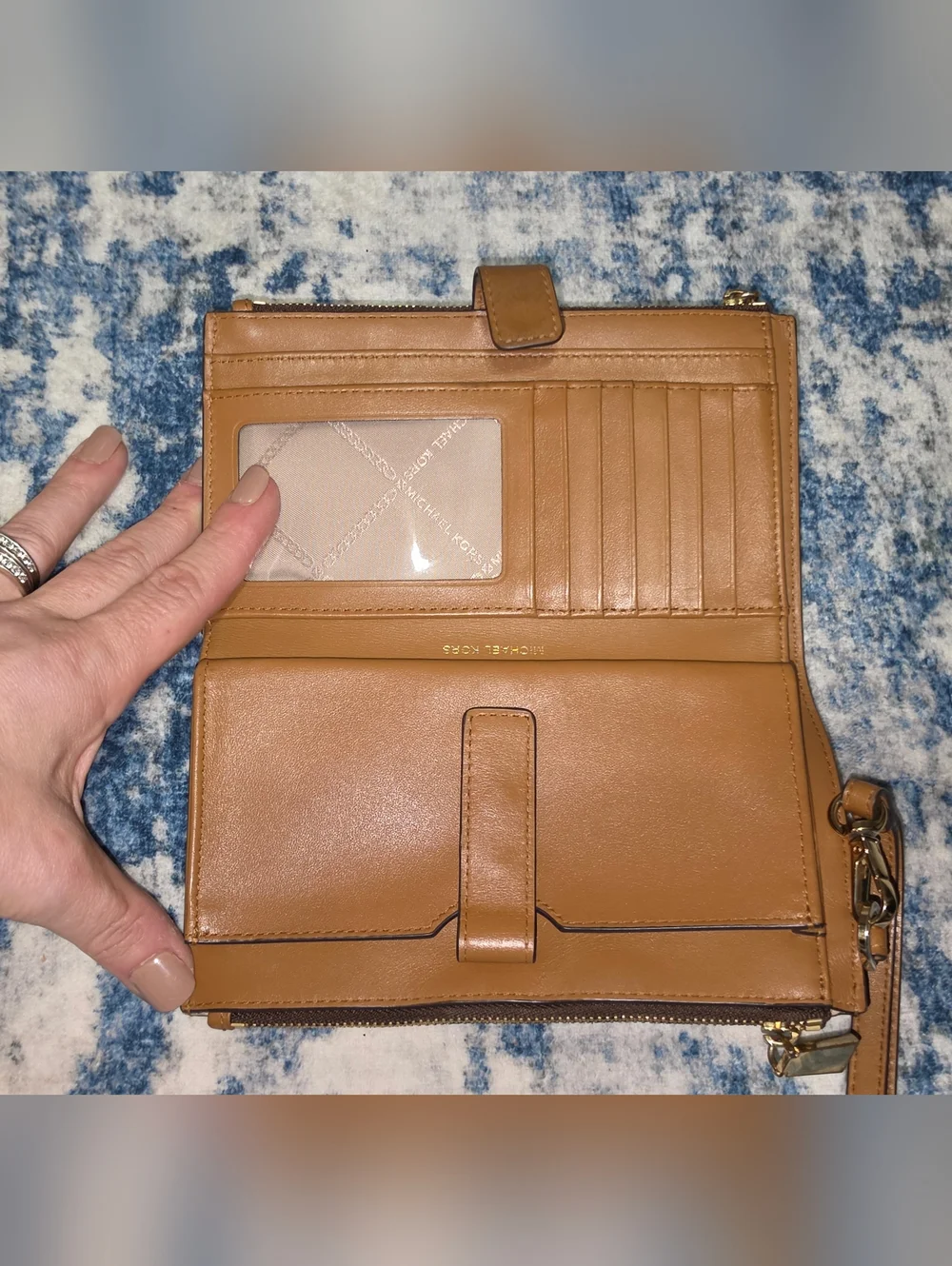 Michael Kors Brown and Tan Logo Wristlet Clutch - Picture 4 of 5